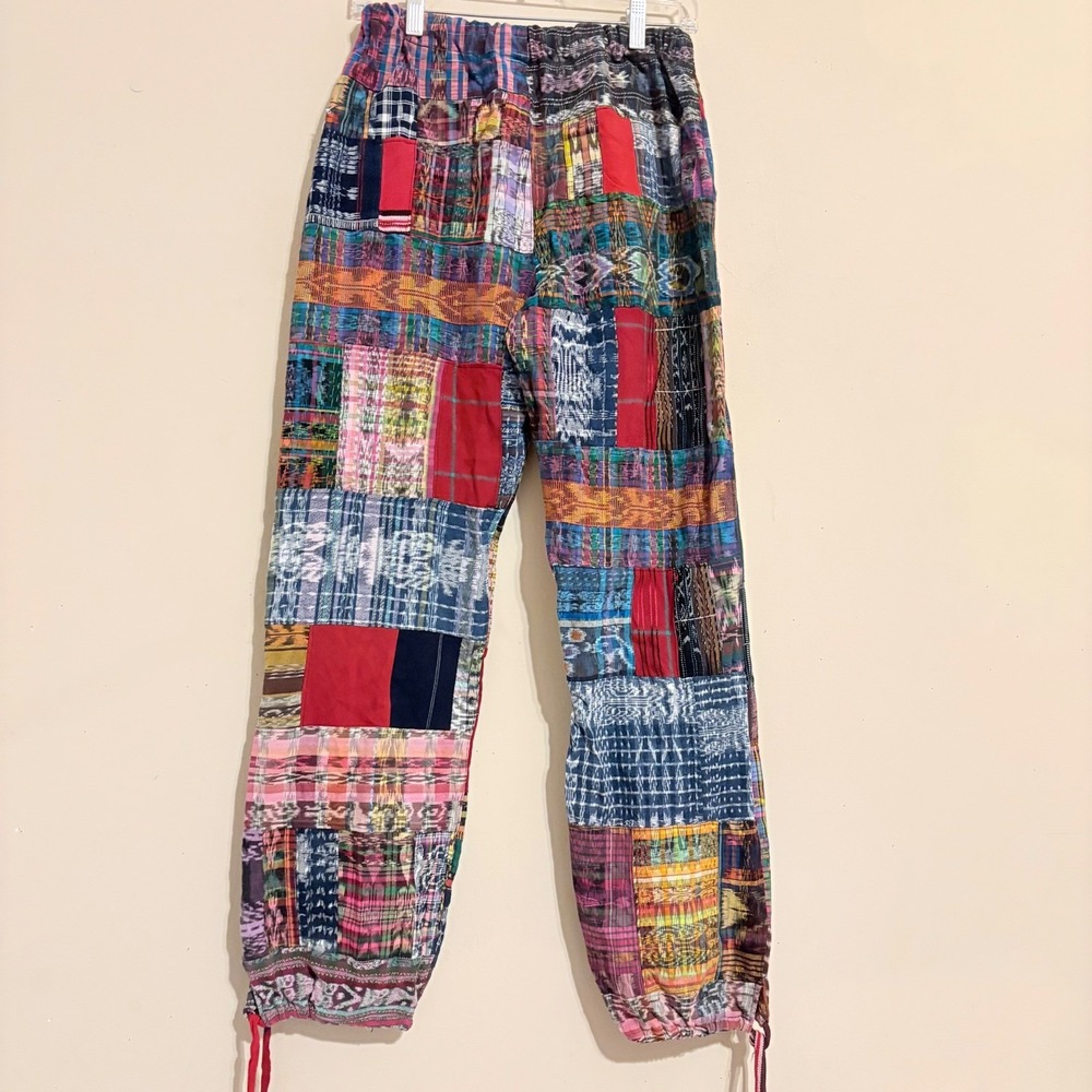Festival Patchwork Boho Harem Pants Multicolor Drawstring Ankle Mens /Womens - Picture 8 of 12